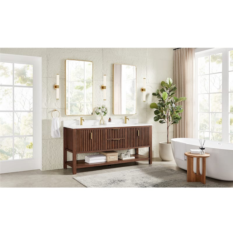 Tehran Bath Vanity with Composite Stone Top without Mirror