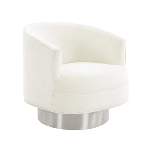 Stella Velvet Swivel Chair - Silver Base by Inspire Me Home Decor