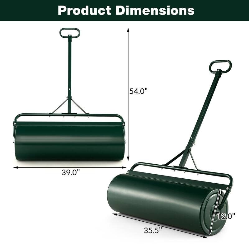 Gymax Lawn Roller Push/Tow Behind a Tractor Sod Drum Roller for Park