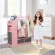 preview thumbnail 15 of 13, Costume RackOpen Hanging Armoire Closet with Mirror-PINK