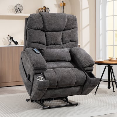 Flagship Dual Motor 26" Oversized Chenille Power Lift Recliner Chair