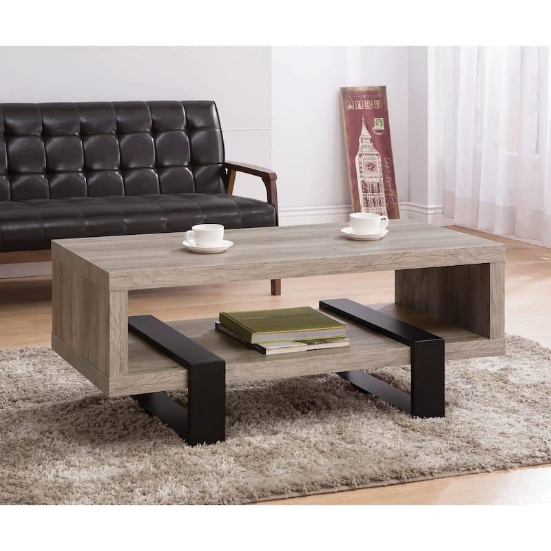 Living Room Coffee Table With Shelf in Grey