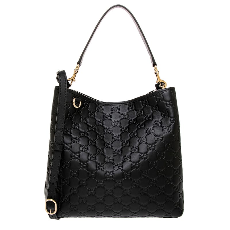 Gucci GG Emblem Medium Bucket Bag - Black