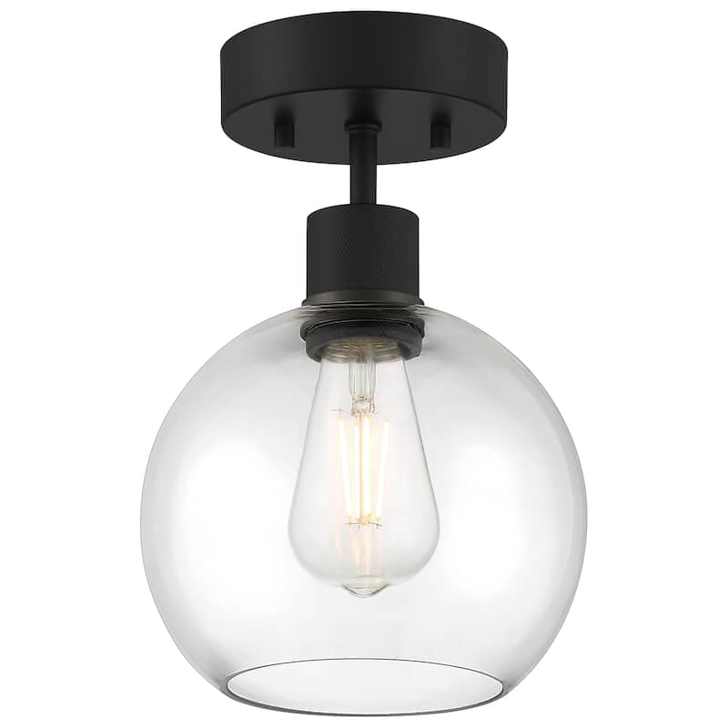 Port Nine Burgundy LED Semi-Flush Light - Clear Glass/Matte Black