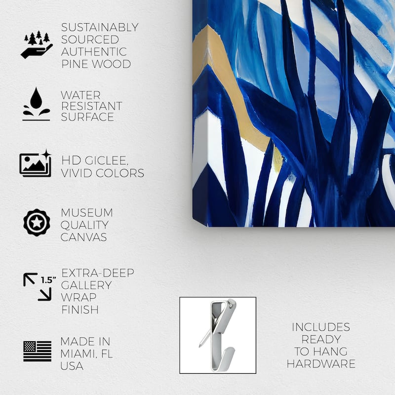 Wynwood Studio Abstract Jungle Blues Blue and Tropical Wall Art Canvas Print