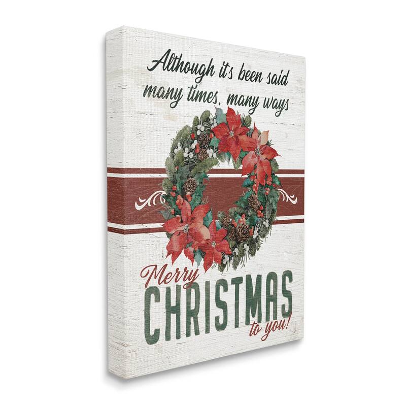 Stupell Merry Christmas To You Vintage Poinsettia Canvas Wall Art by Jo Moulton
