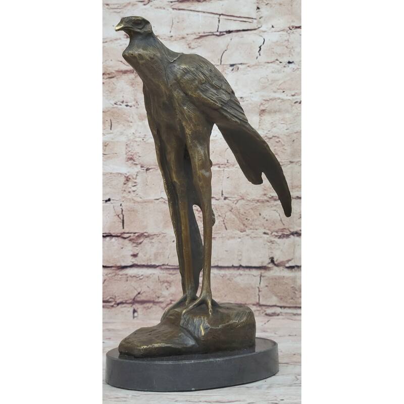 Bird Of Prey Vulture Bronze Statue Sculpture Figure On Marble Base 10 Inches X 9 Inches