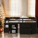 preview thumbnail 33 of 46, Full Size Loft Bed with Retractable Writing Desk and 3 Drawers, Wooden Loft Bed with Storage Stairs and Shelves Espresso