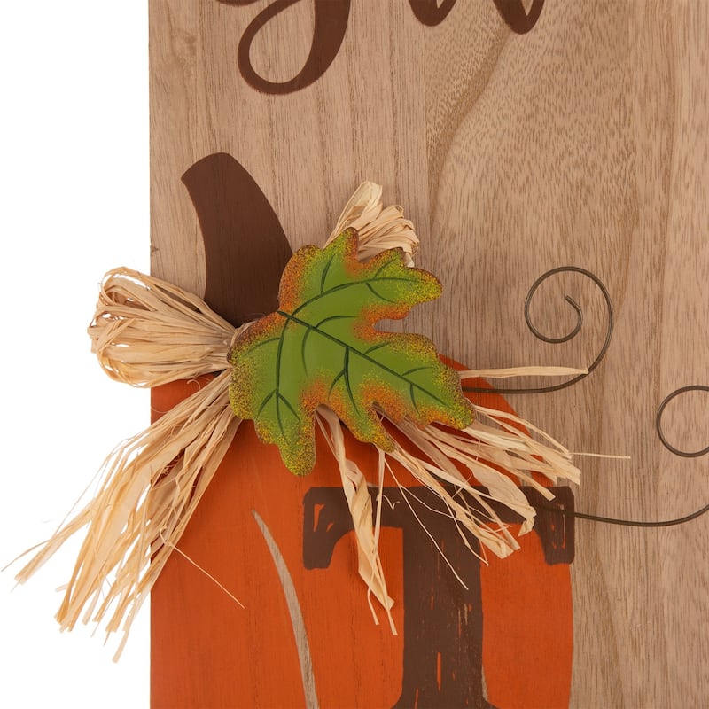 Glitzhome 42"H Fall Thanksgiving Wooden Pumpkin Porch Sign