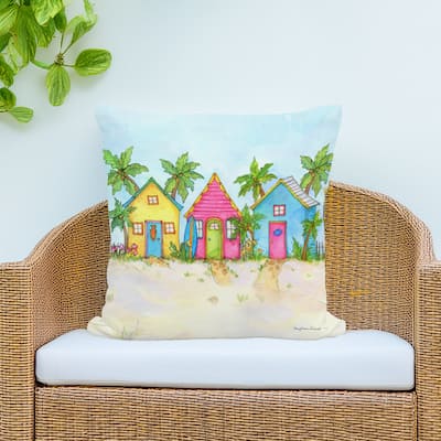 Magnolia Casual Outdoor Pillow Colorful Beach Cottages 18x18
