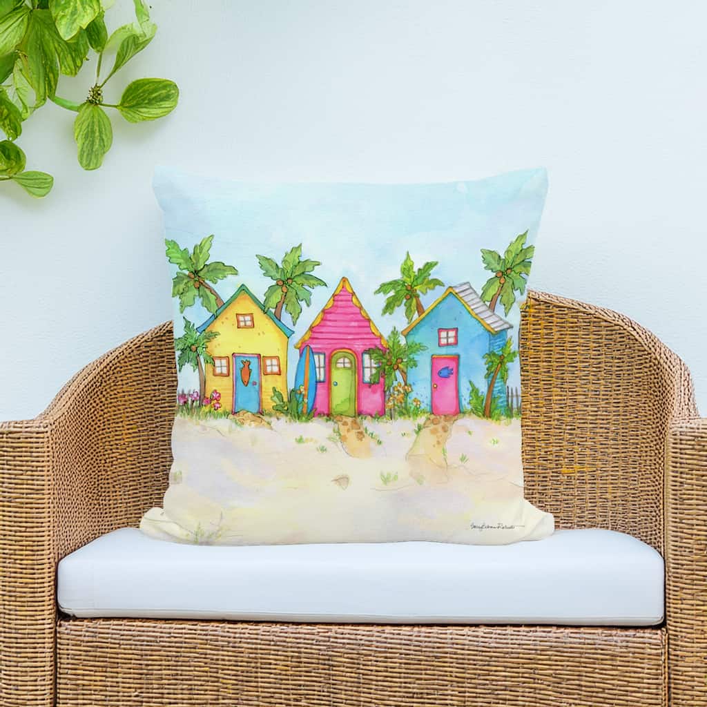 Magnolia Casual Outdoor Pillow Colorful Beach Cottages 18x18
