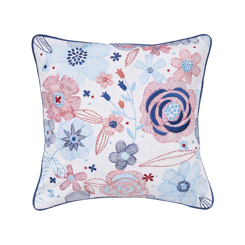 Red and Blue Floral Pillow