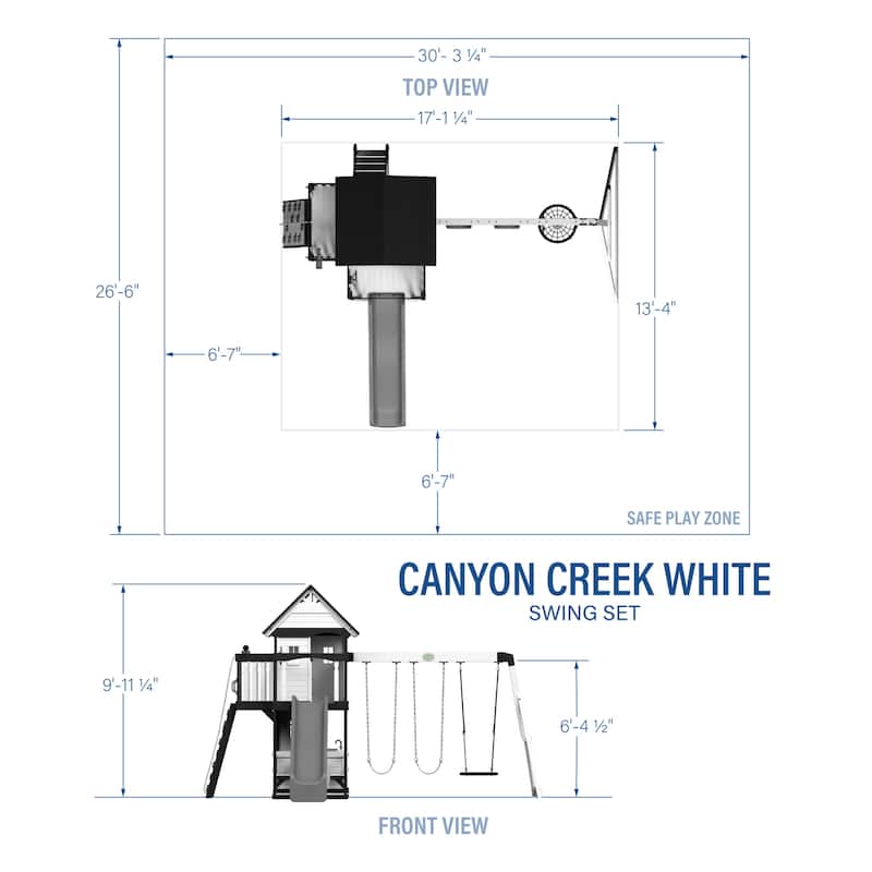 Backyard Discovery Canyon Creek White Cedar Wood Swing Set, Wave Slide - 17'0" x 13'5"