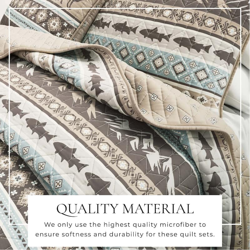 Linery & Co. Wildlife Stripe Microfiber Quilt Set With Shams