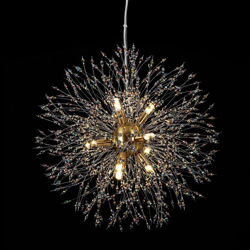 Black or Gold Modern Glam Starburst Firework Crystal Chandelier