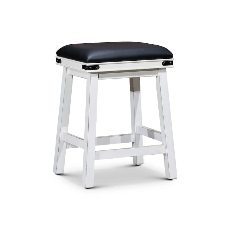 DTY Indoor Living Cortez Bonded Leather Counter or Bar Stool - Antique White/ Black Leather - Counter Height