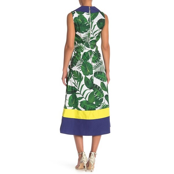 leaf print midi dress