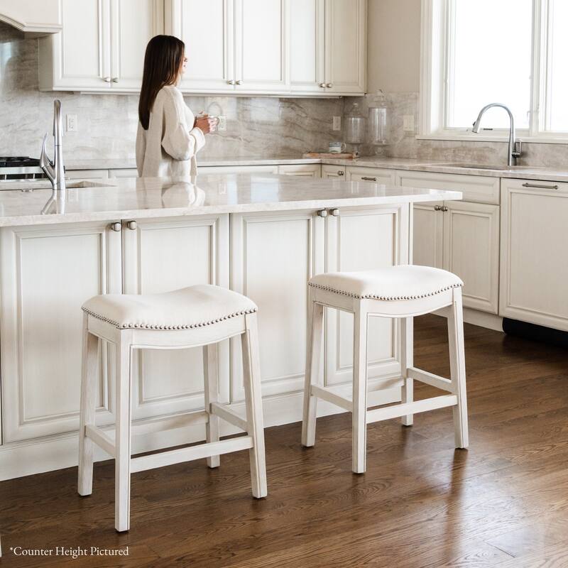 Maven Lane 31" Adrien Saddle Kitchen Bar Height Stool - N/A