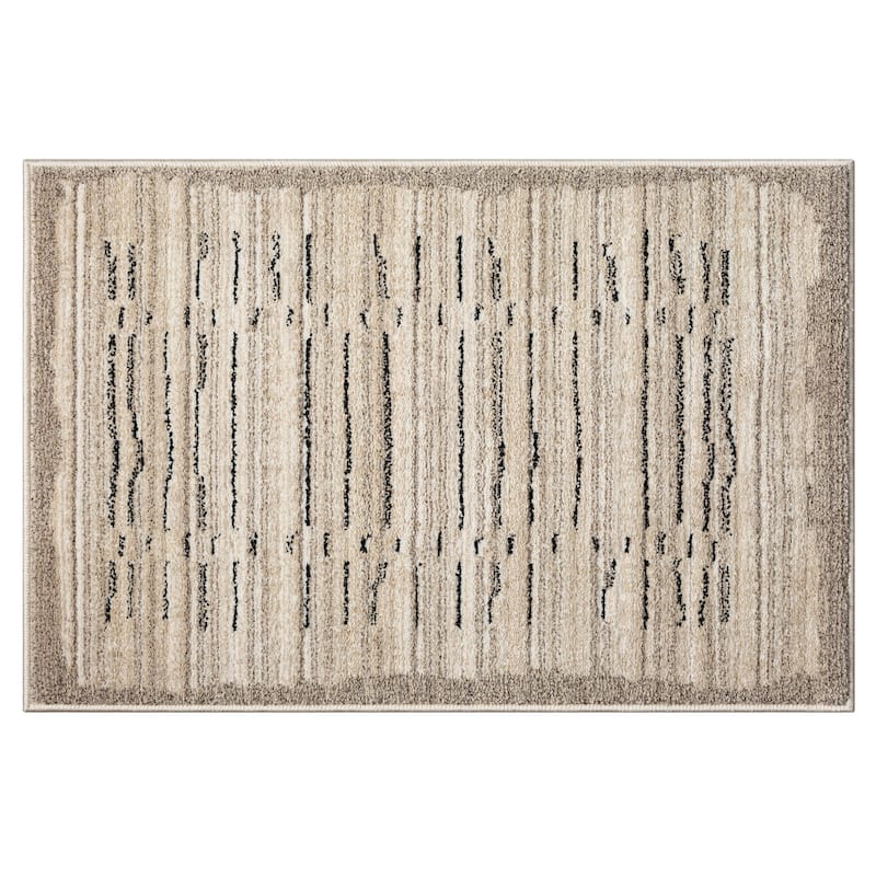Terra by Obeetee Chelsea Lines Neutral Rug - 2' x 3' - Lavender/Ivory - 2' x 3'