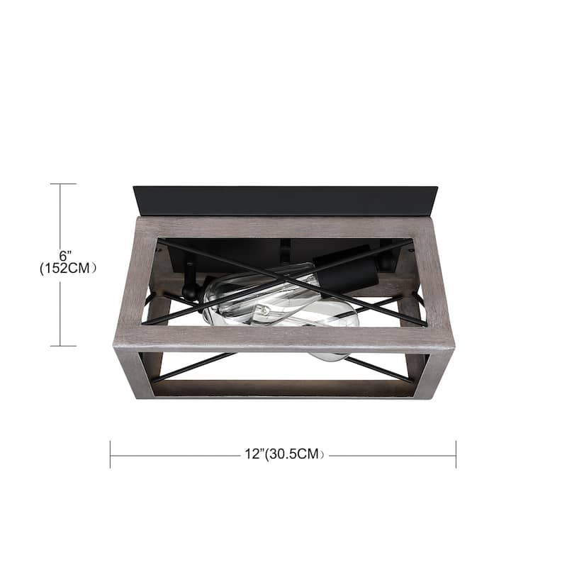 2 Light Caged Square/Rectangle Flush Mount Fixture