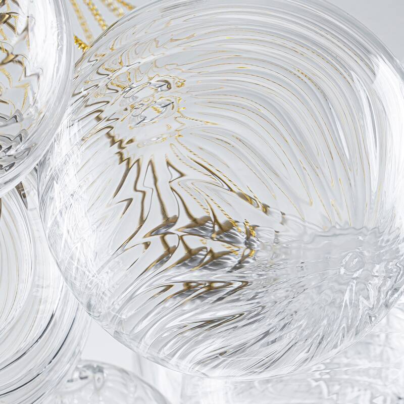 3-Light Contemporary Textured Brass & Bubble Glass Chandelier for Dining Room - 3 Light