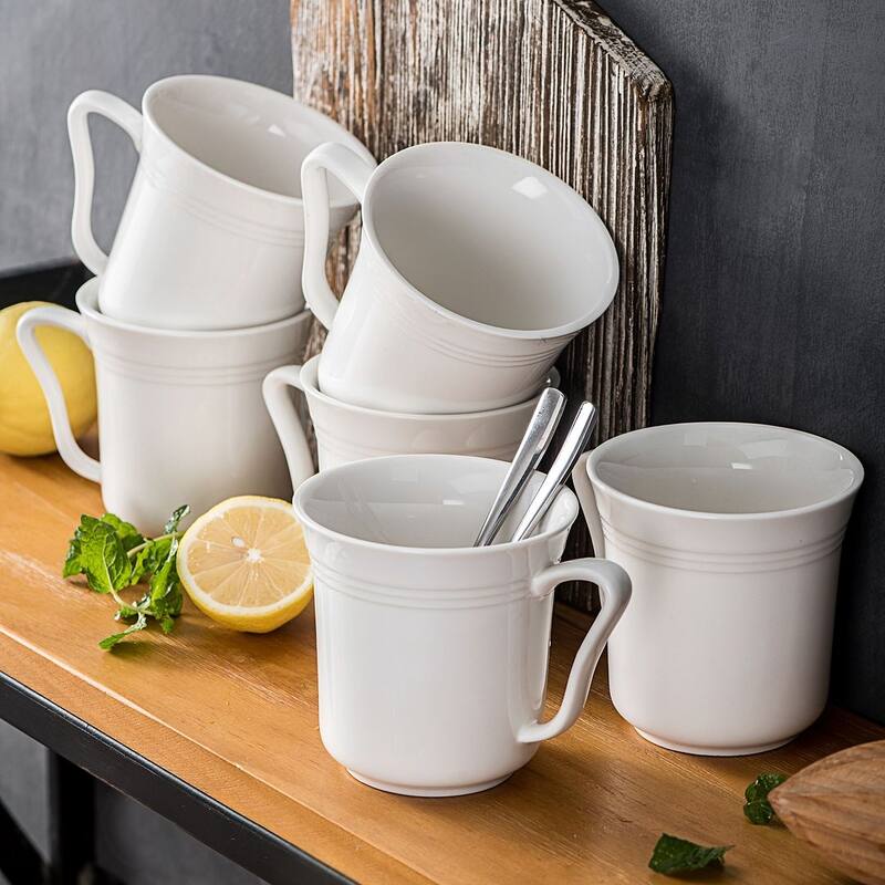 Mario 12.5 Oz Ivory White Mugs (Set of 6)
