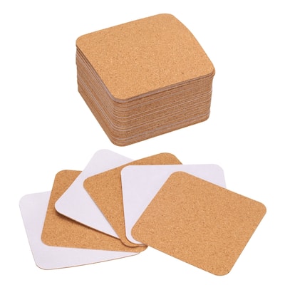 50pcs Self Adhesive Cork Coasters Cork Mats Cork - Wood