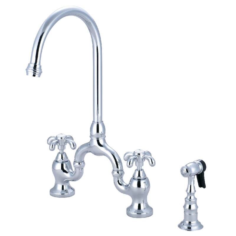 Kingston Brass KS779.TXBS French Country 1.8 GPM Bridge Kitchen Faucet - Polished Chrome