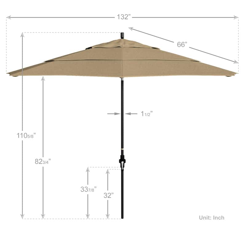 California Umbrella 11-Foot Round Aluminum, Crank Open Collar Tilt Patio Umbrella, Sunbrella Fabric