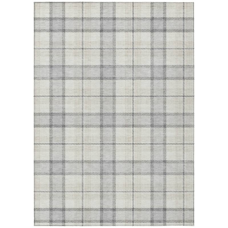 HomeRoots Plaid Transitional Rectangle Outdoor Rug