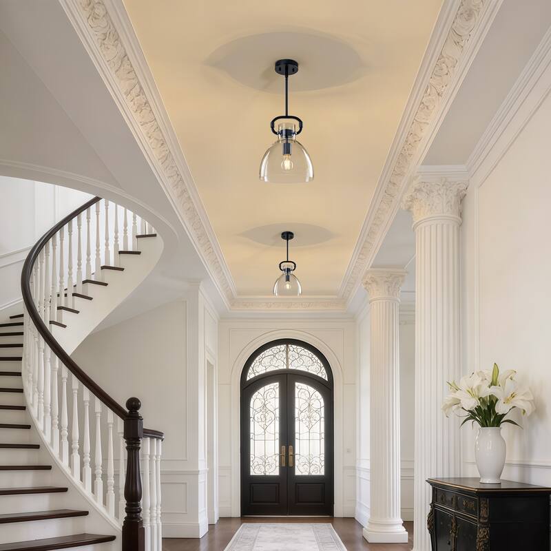 Starsky 1-Light Industrial Pendant With Glass Shade