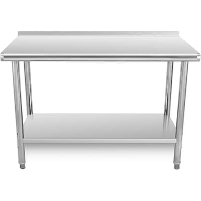 48 x 24 Stainless Steel Prep Table with Under Shelf, Hooks