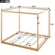 preview thumbnail 4 of 12, King Size Wooden Canopy Bed w/ Support Legs Upholstered Platform Bed Frame No Box Spring Needed, Easy Assembly Floor Bed