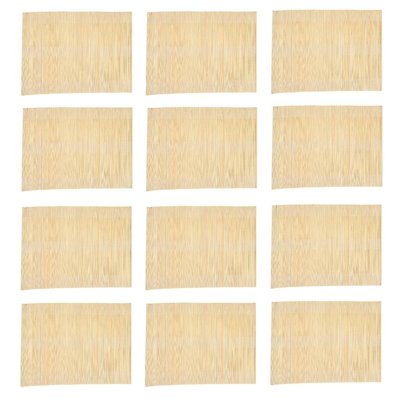 Hand-Woven Bamboo Striped Placemat, Cream Color & Natural, Set of 12
