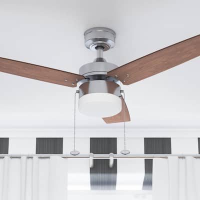 Copper Grove Glenfaba 42-inch Brushed Nickel Ceiling Fan with 3 Barnwood Blades