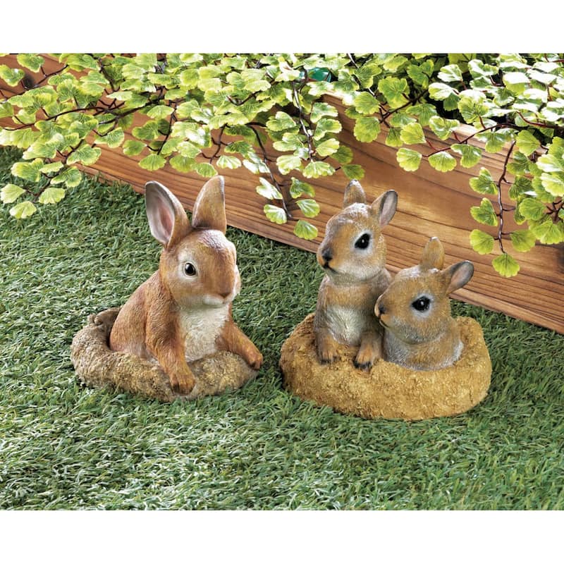 Curious Bunny Outdoor Garden Statue - 6.25" - Brown and White