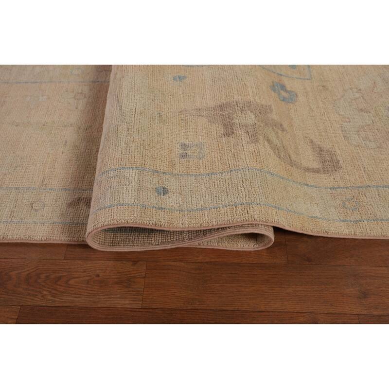 Vegetable Dye Oushak Turkish Area Rug Hand-Knotted Orange Wool Carpet - 10'6"x 13'10"