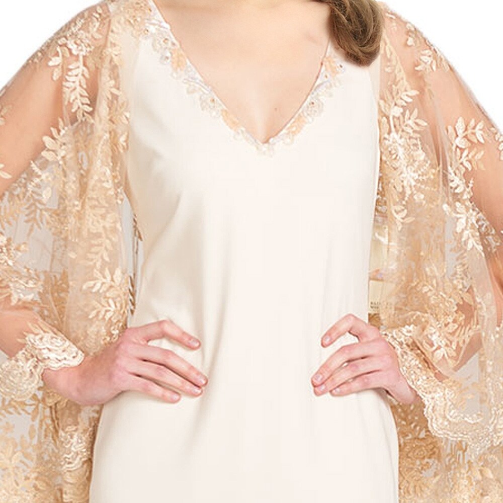 badgley mischka lace sleeve gown