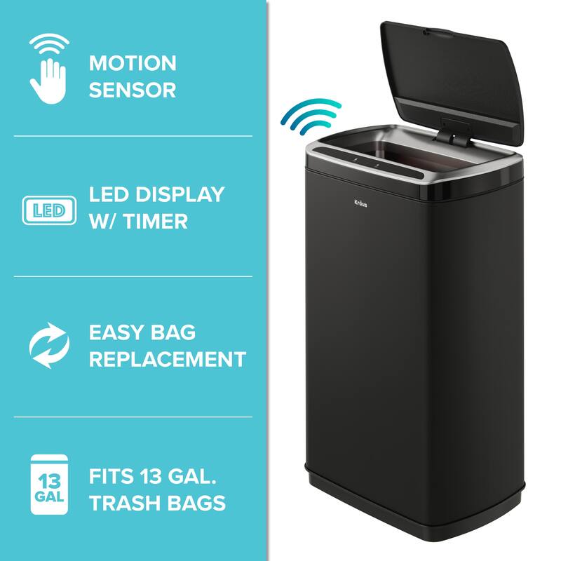 KRAUS GarbagePro Touchless Motion Sensor Stainless Steel Trash Can