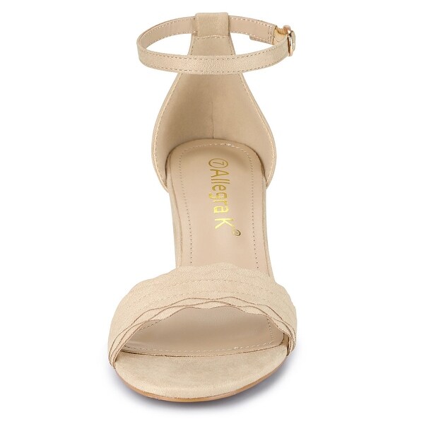 allegra k women's high chunky heel buckle ankle strap sandals
