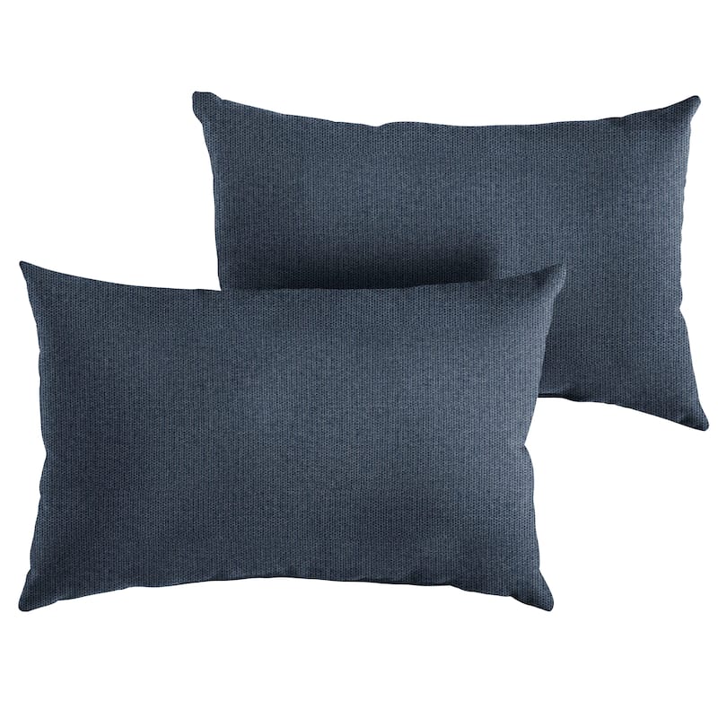Sunbrella Textured Indoor/Outdoor Knife Edge Pillow (Set of 2) - 16 in H x 26 in W x 6 in D - Revive Indigo