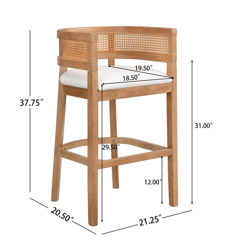 Christopher Knight Home-Glovers Wood And Rattan Upholstered Bar Stools Set of 2