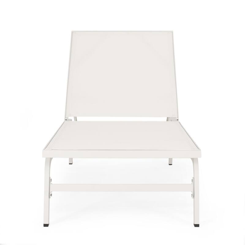 2-Piece Outdoor Aluminum Chaise Lounge Chair Set, Mesh Recliners Adjustable Lounger for Poolside Garden Backyard