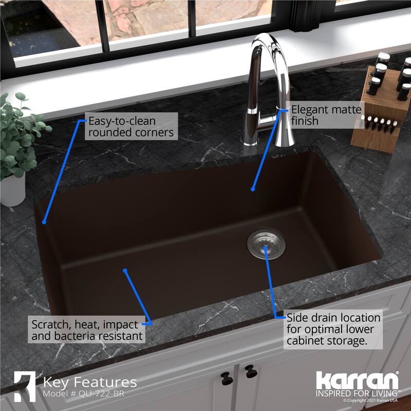 Karran Undermount Quartz Single Bowl Kitchen Sink