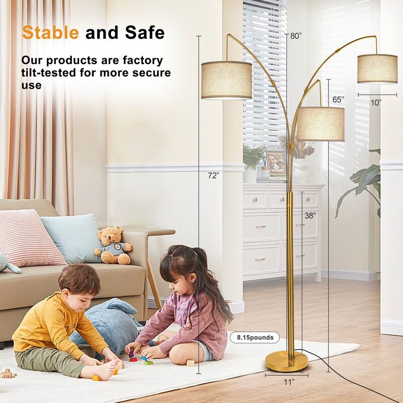 80" Tree Floor Lamp with Remote Control and Dimmable 3 Color Tempetures