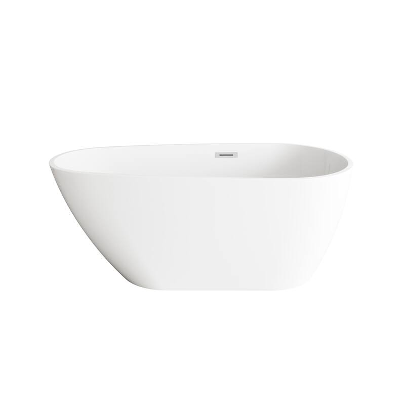 Hillary Bathtub in Glossy White - Glossy White with Chrome Trim - 59"