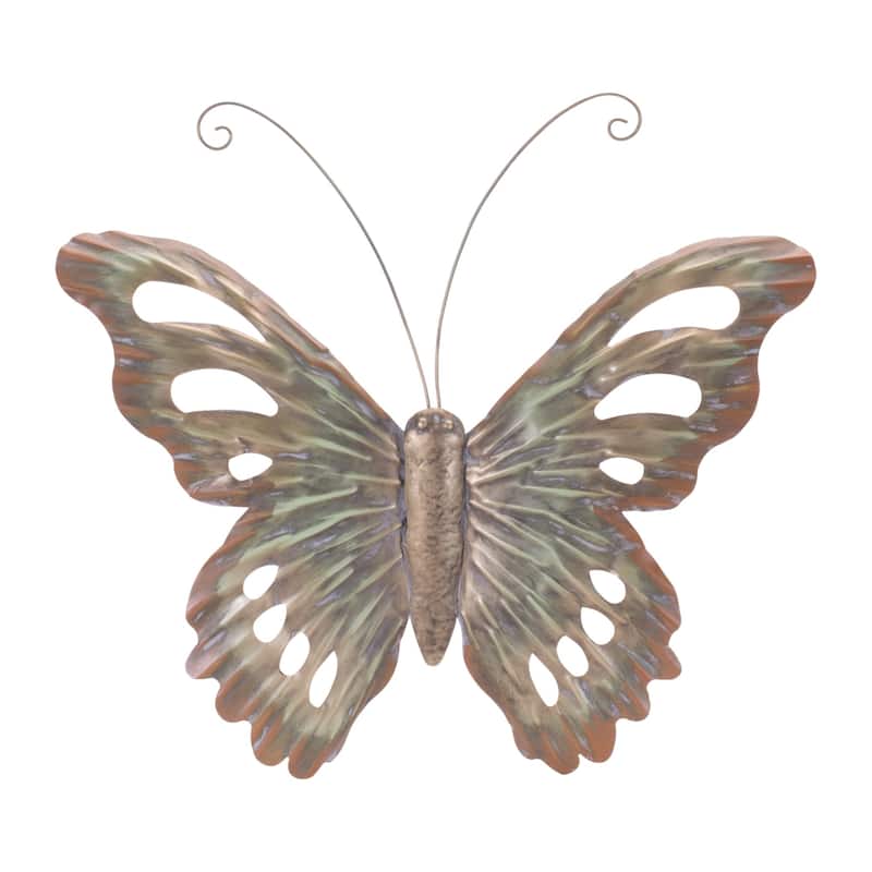 Butterfly Garden Wall Decorations - 23.5" - Gold and Gray - Set of 2