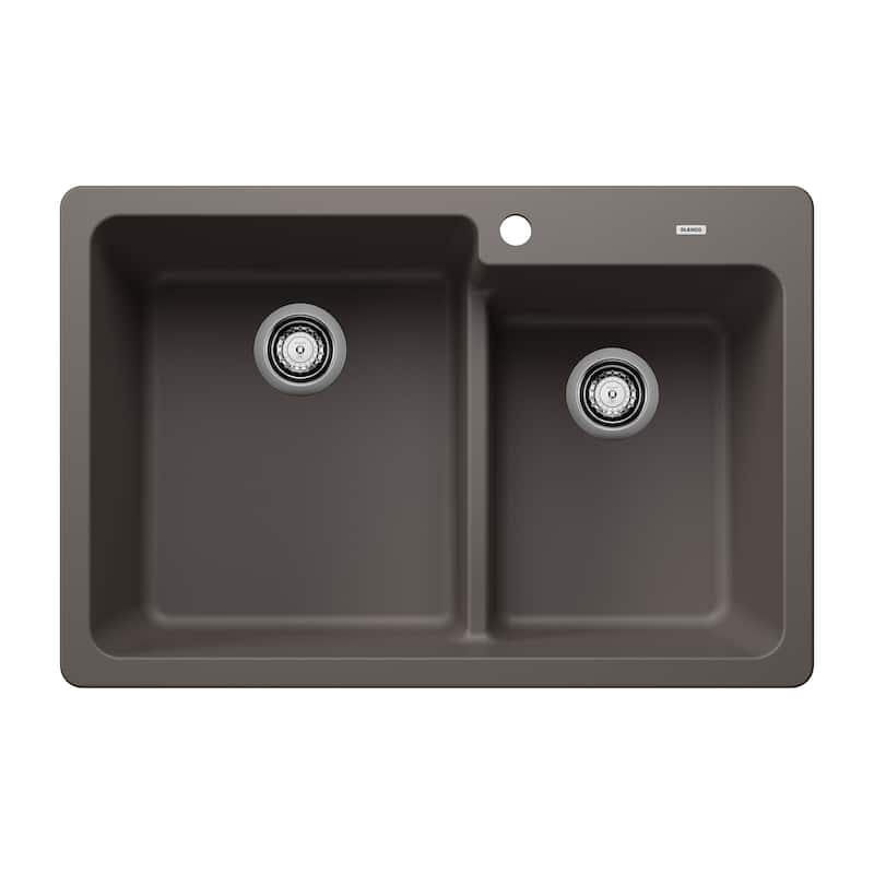 Blanco Grandis 33" Undermount Double Basin Silgranit Kitchen Sink - Volcano Gray