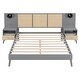 preview thumbnail 5 of 28, Queen Size Rattan and Wood Platform Bed Frame with 2 Nightstands and Lamps