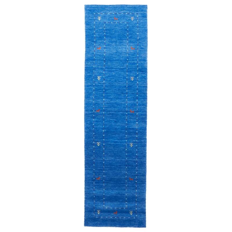 ECARPETGALLERY Hand Loomed Kashkuli Gabbeh Blue Wool Rug - 2'2 x 7'11